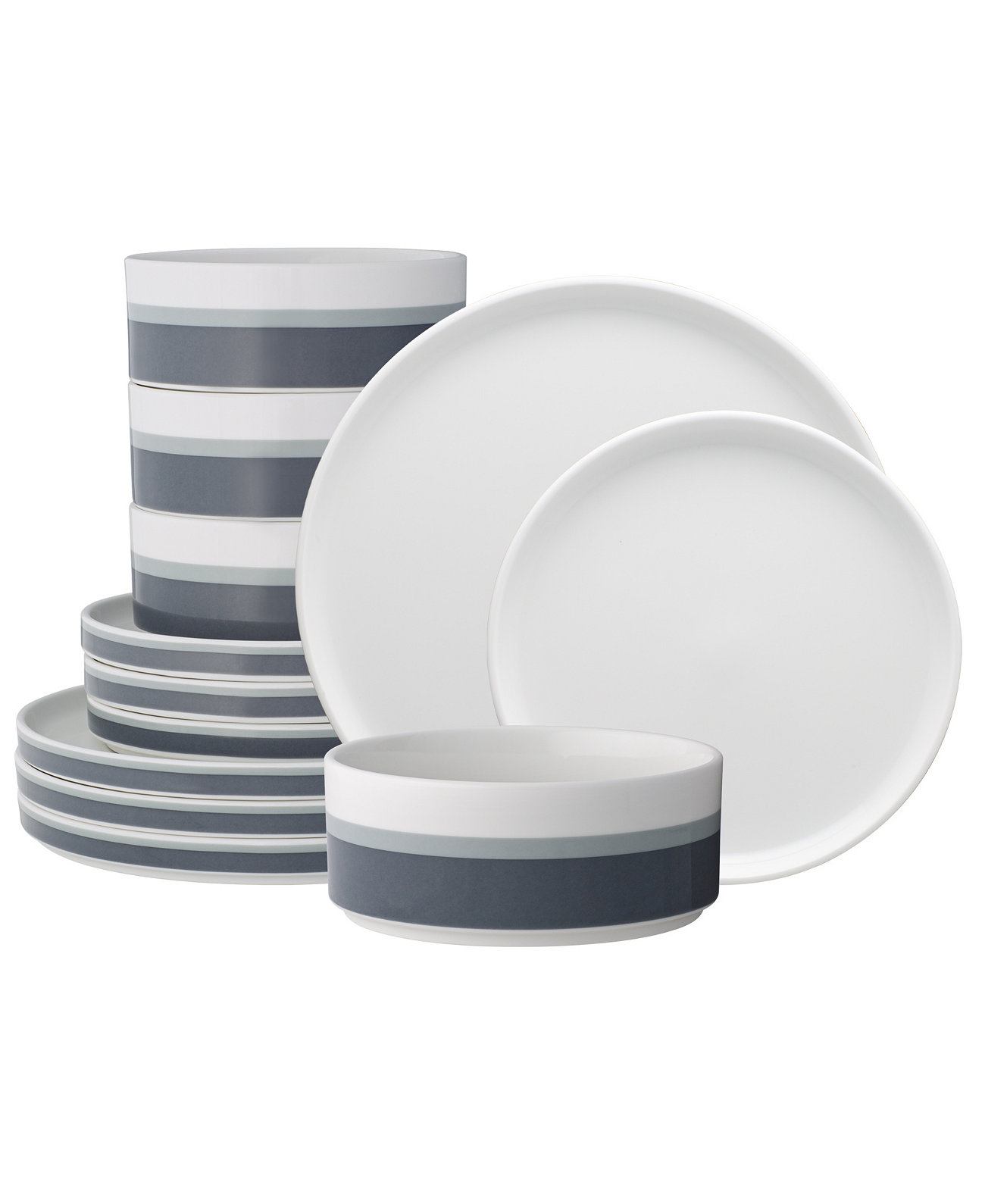 ColorStax Grey Stripe 12 Piece Dinnerware Set Noritake