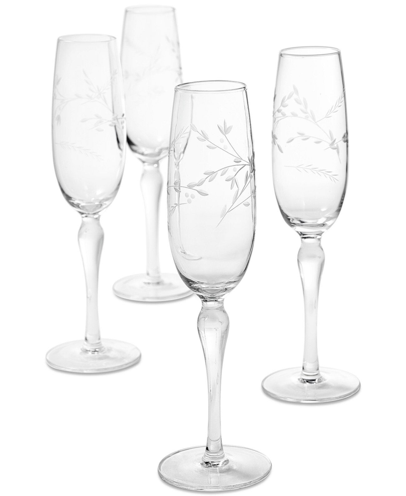 Бокалы для шампанского с гравировкой и цветочным рисунком, набор из 4 штук, создано для Macy's Hotel Collection