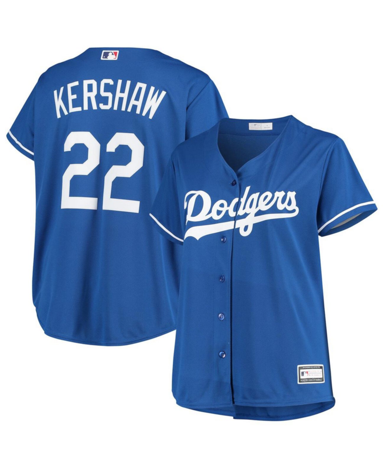 Женская копия джерси большого размера Clayton Kershaw Royal Los Angeles Dodgers размера плюс Profile