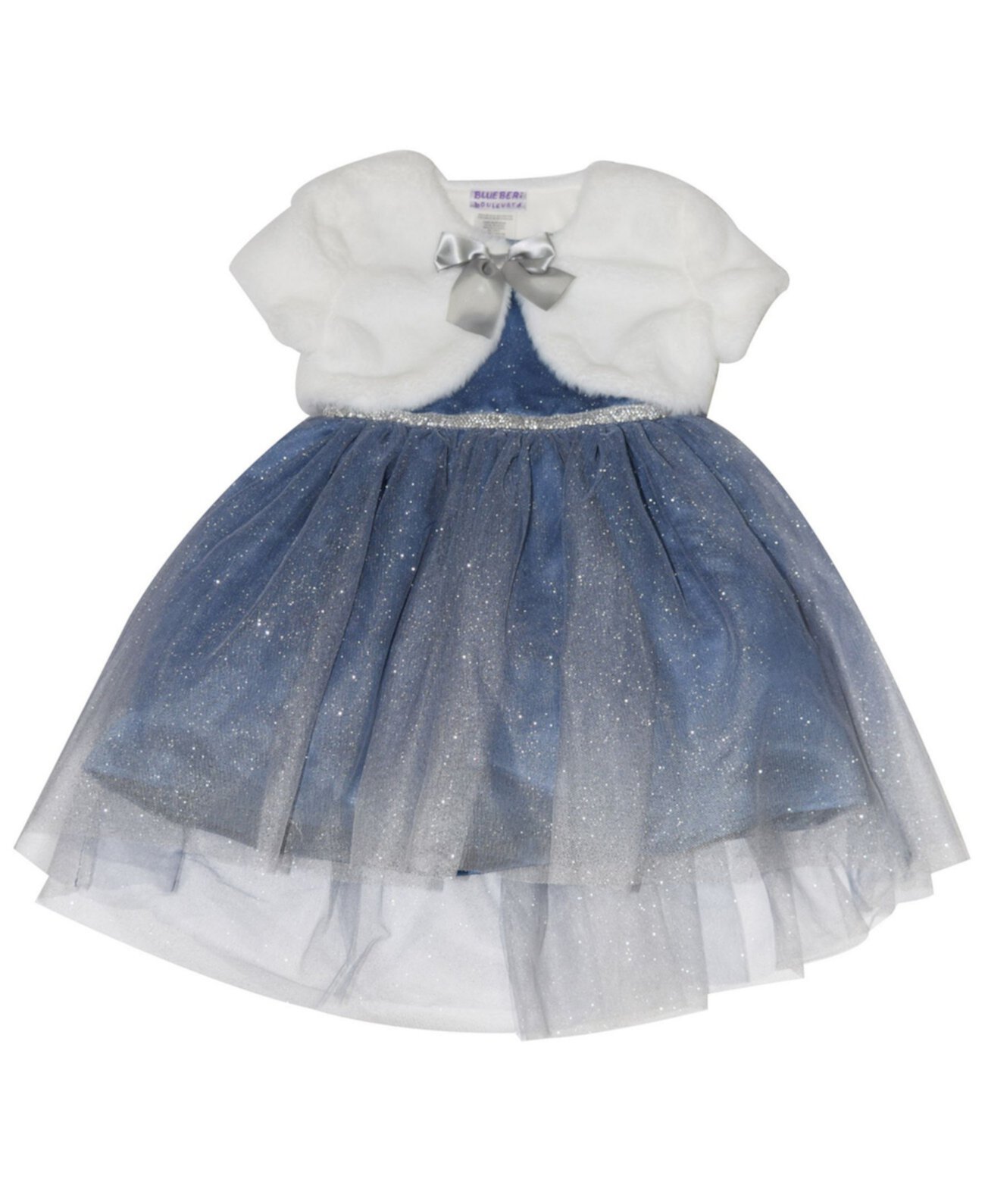 Комплект из 2 платьев из искусственного меха и блестящего тюля для девочек Little Girls Blueberi Boulevard