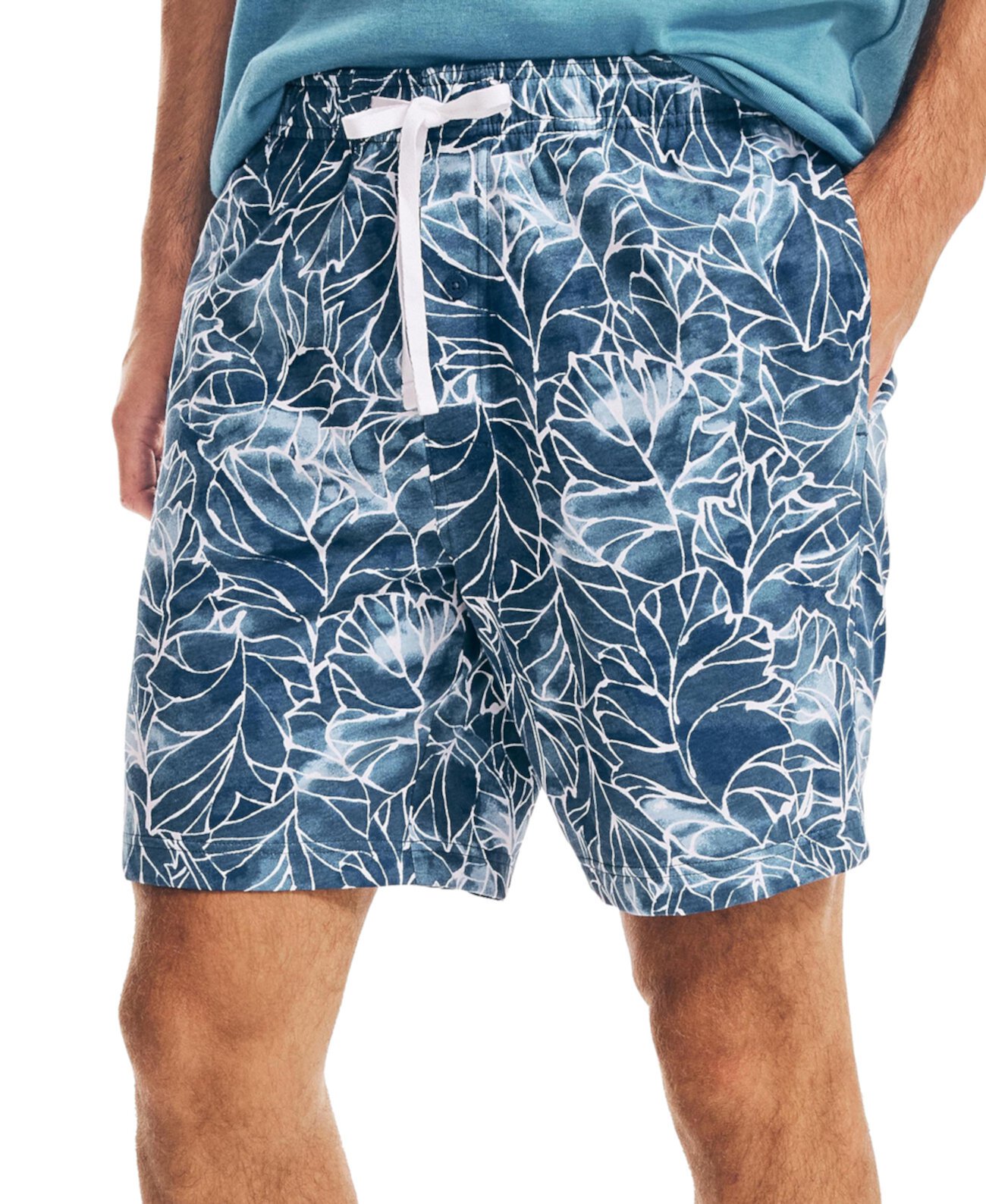 Мужские хлопковые шорты для сна классического кроя с морским цветочным принтом Nautica