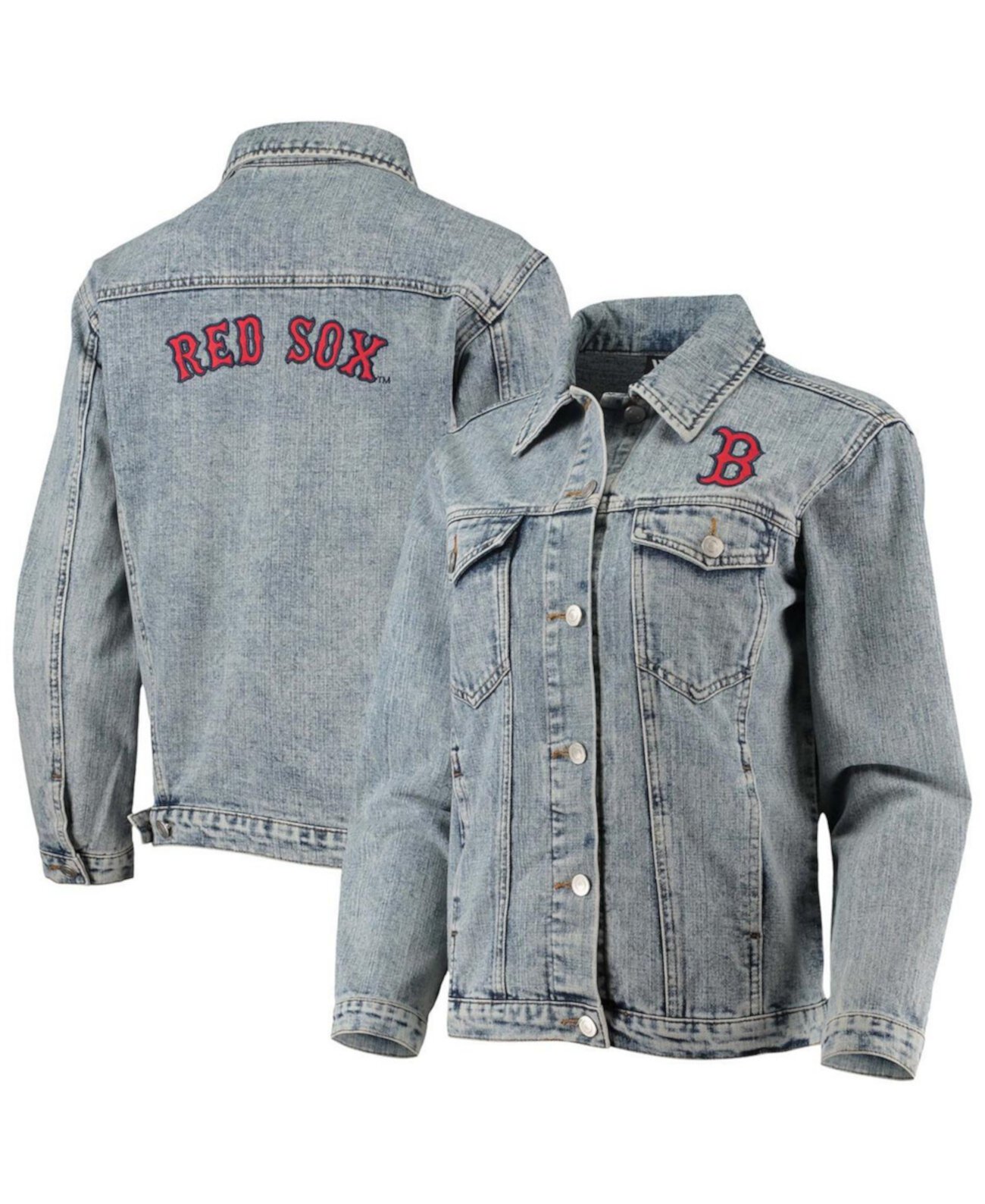 Женская джинсовая куртка на пуговицах Boston Red Sox Team с нашивками The Wild Collective