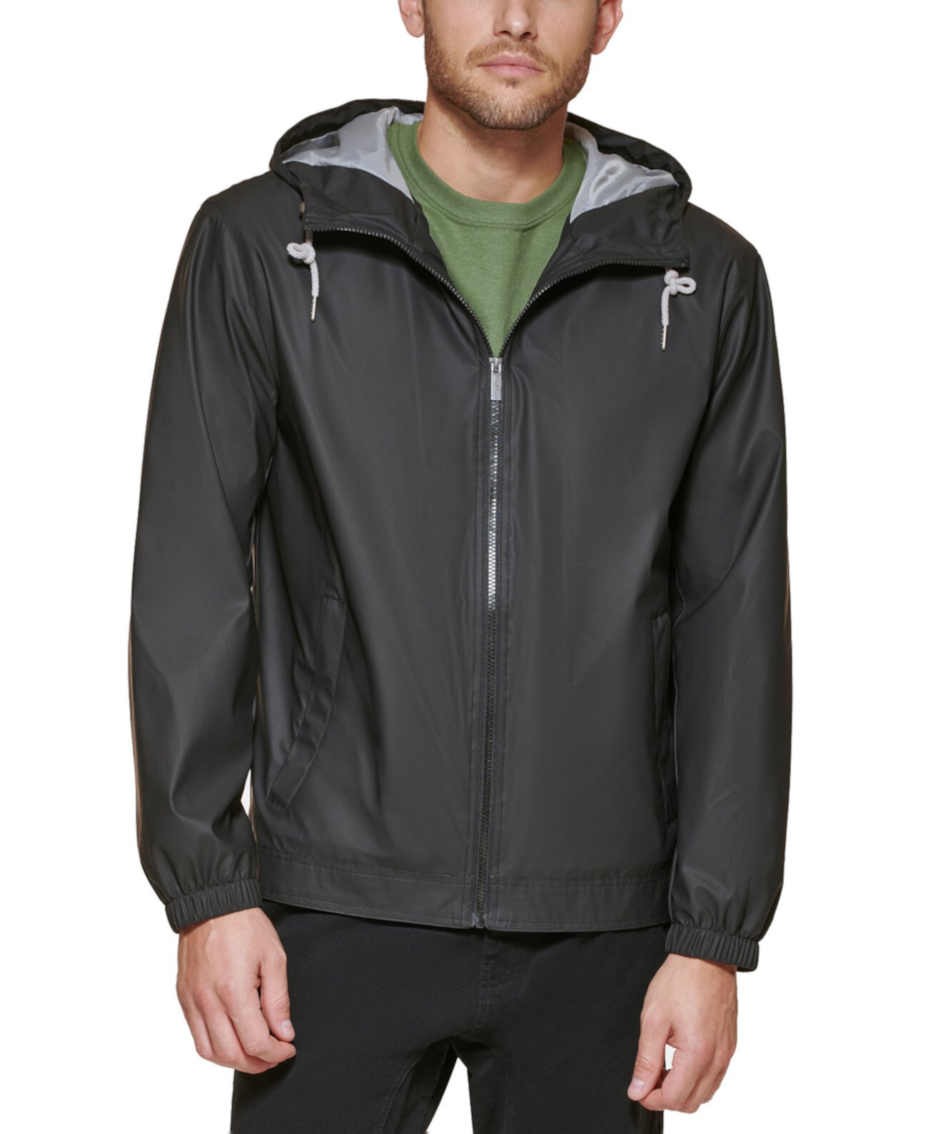 Легкая мужская прорезиненная куртка от дождя с капюшоном, созданная для Macy's Club Room