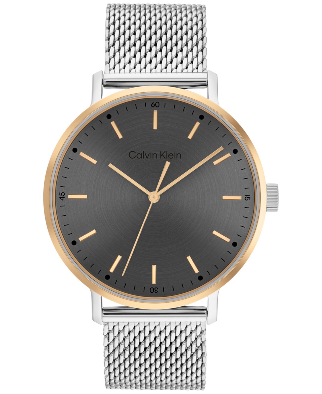 Мужские двухцветные сетчатые часы-браслет из нержавеющей стали 42 мм Calvin Klein