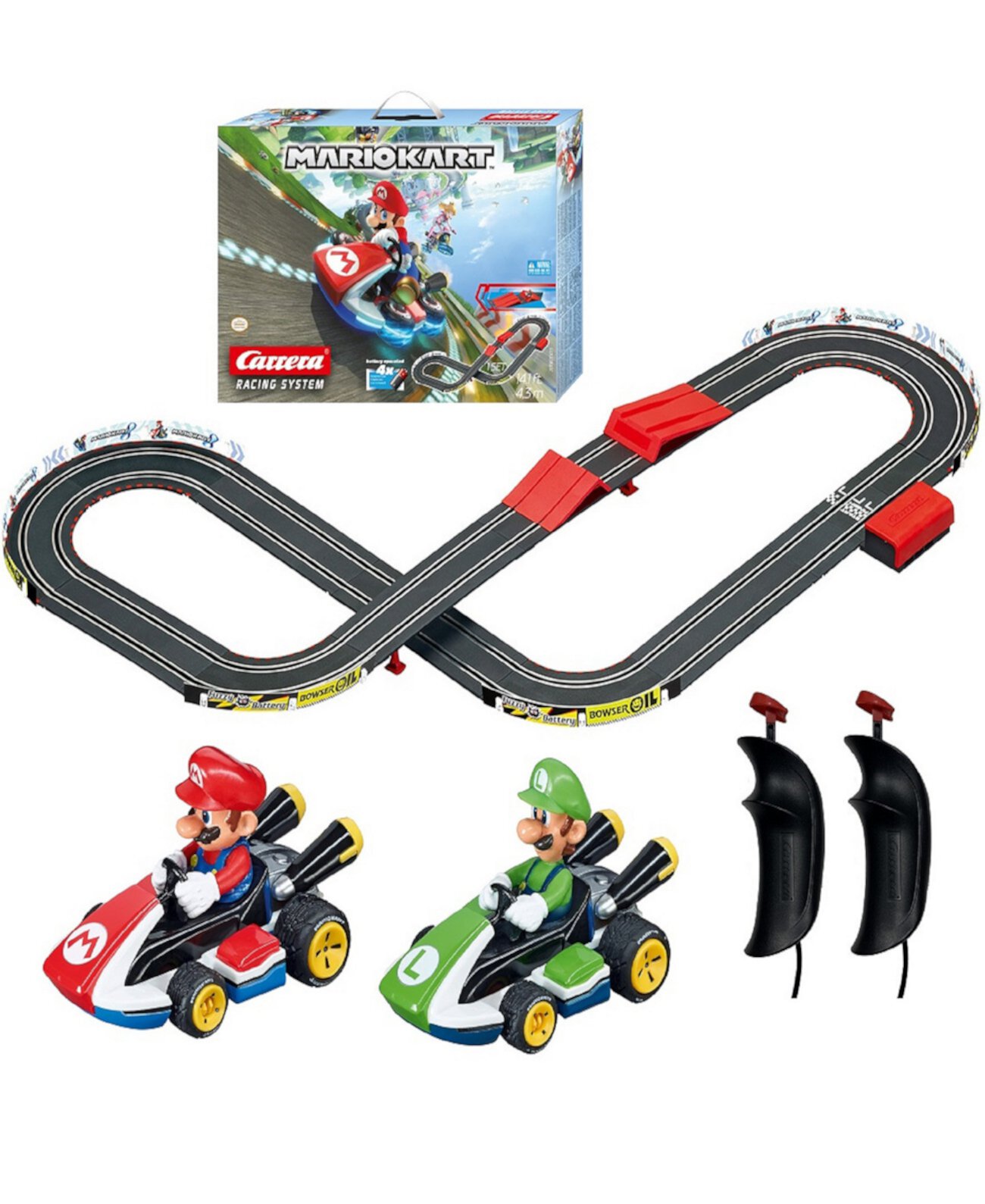 Гоночная трасса для игровых автоматов Go Mario Kart на батарейках с электрическим приводом и набором трамплинов Carrera