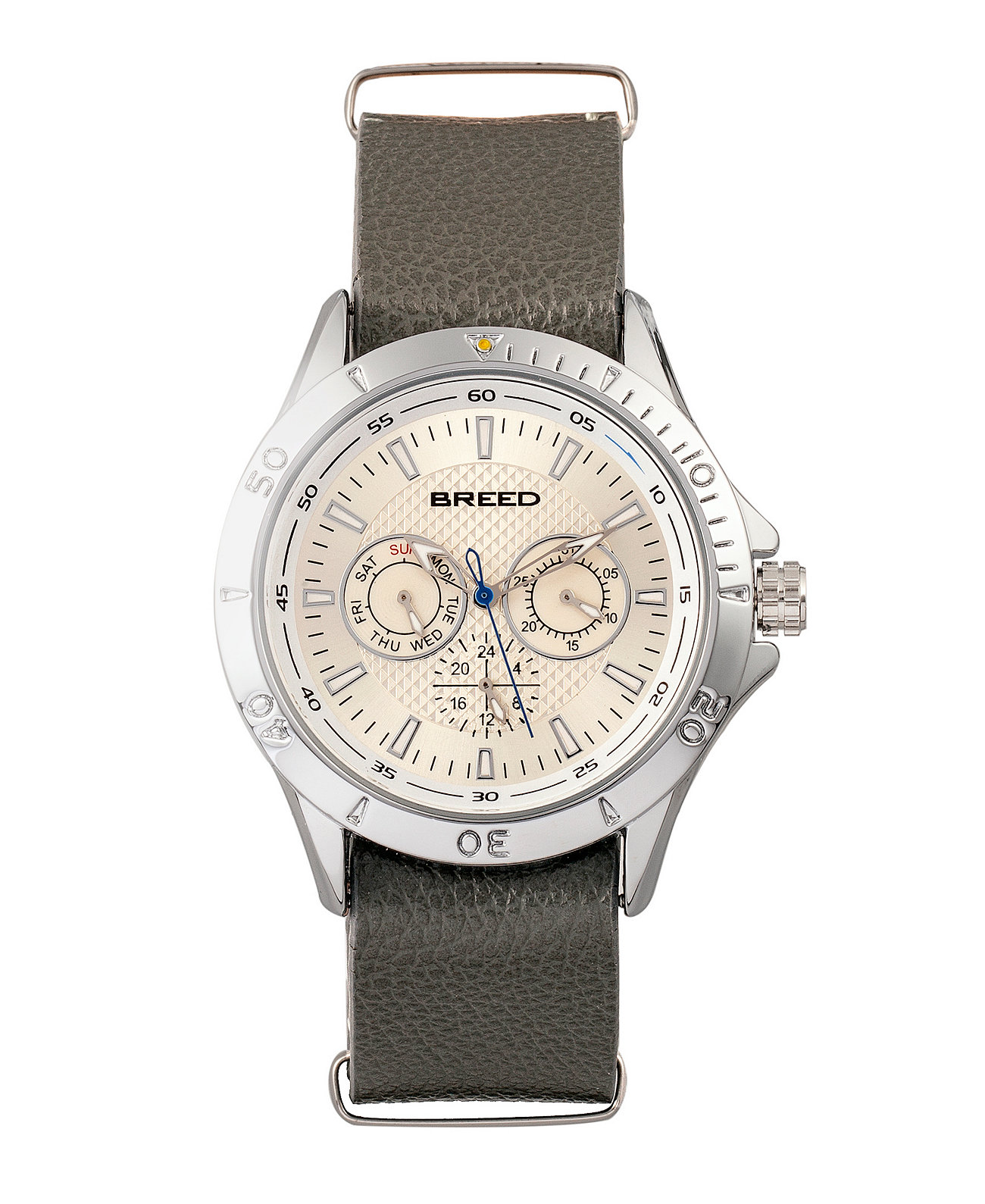 Кварцевые часы Dixon Silver и Grey из натуральной кожи 43 мм Breed