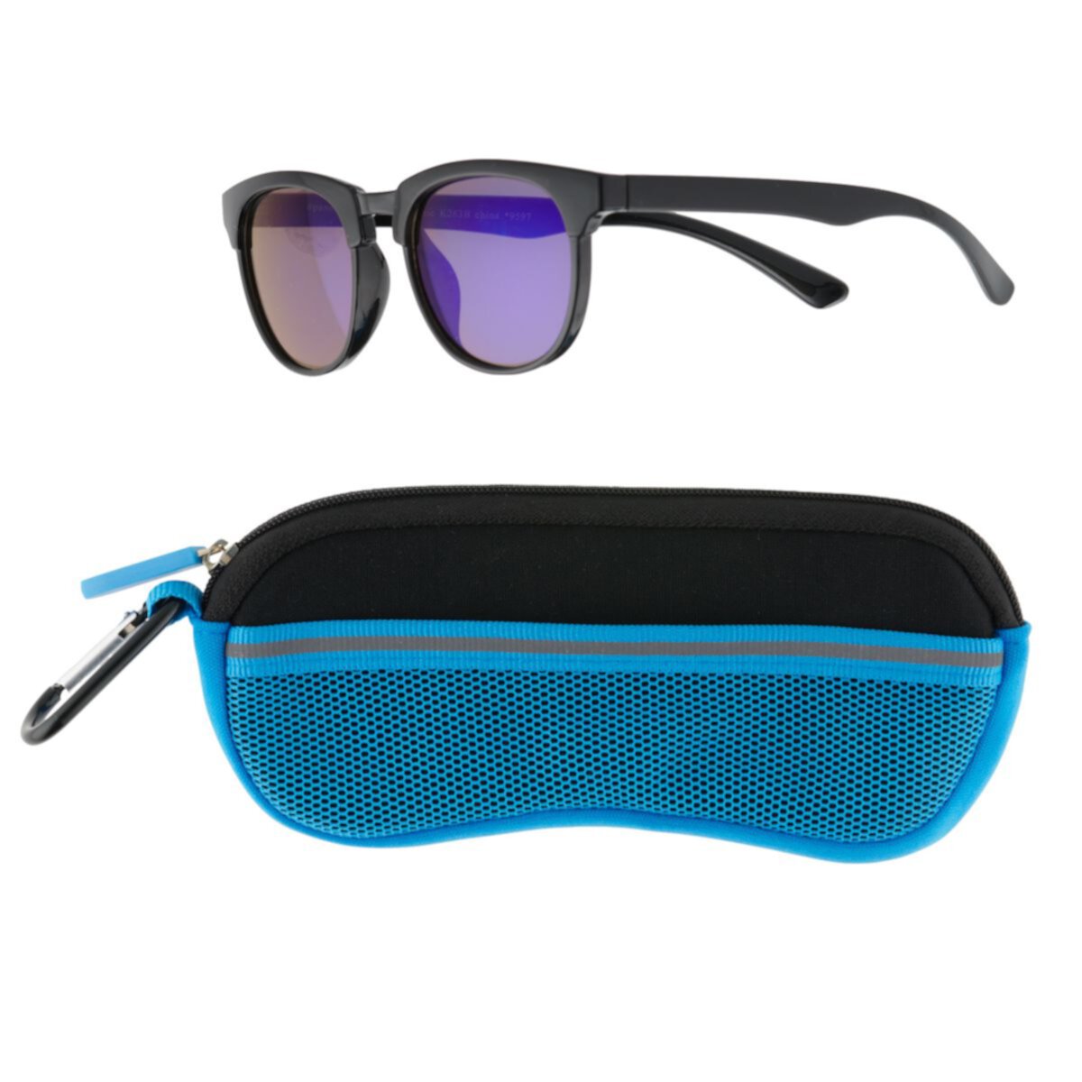 Набор солнцезащитных очков и футляра Pan Oceanic в черной оправе с синими линзами для мальчиков Pan Oceanic