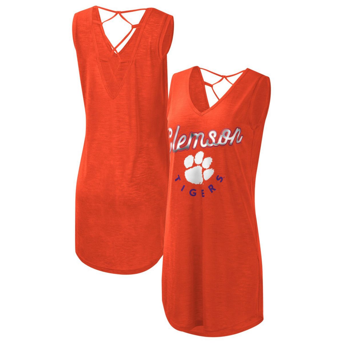 Женское платье G-III 4Her by Carl Banks Orange Clemson Tigers Game Time Burnout Cover-Up с v-образным вырезом In The Style