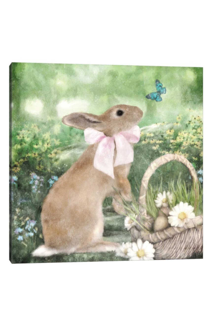 Весенний кролик и корзина. Картины на холсте, Катрина Джонс, 18 x 18 дюймов. ICanvas