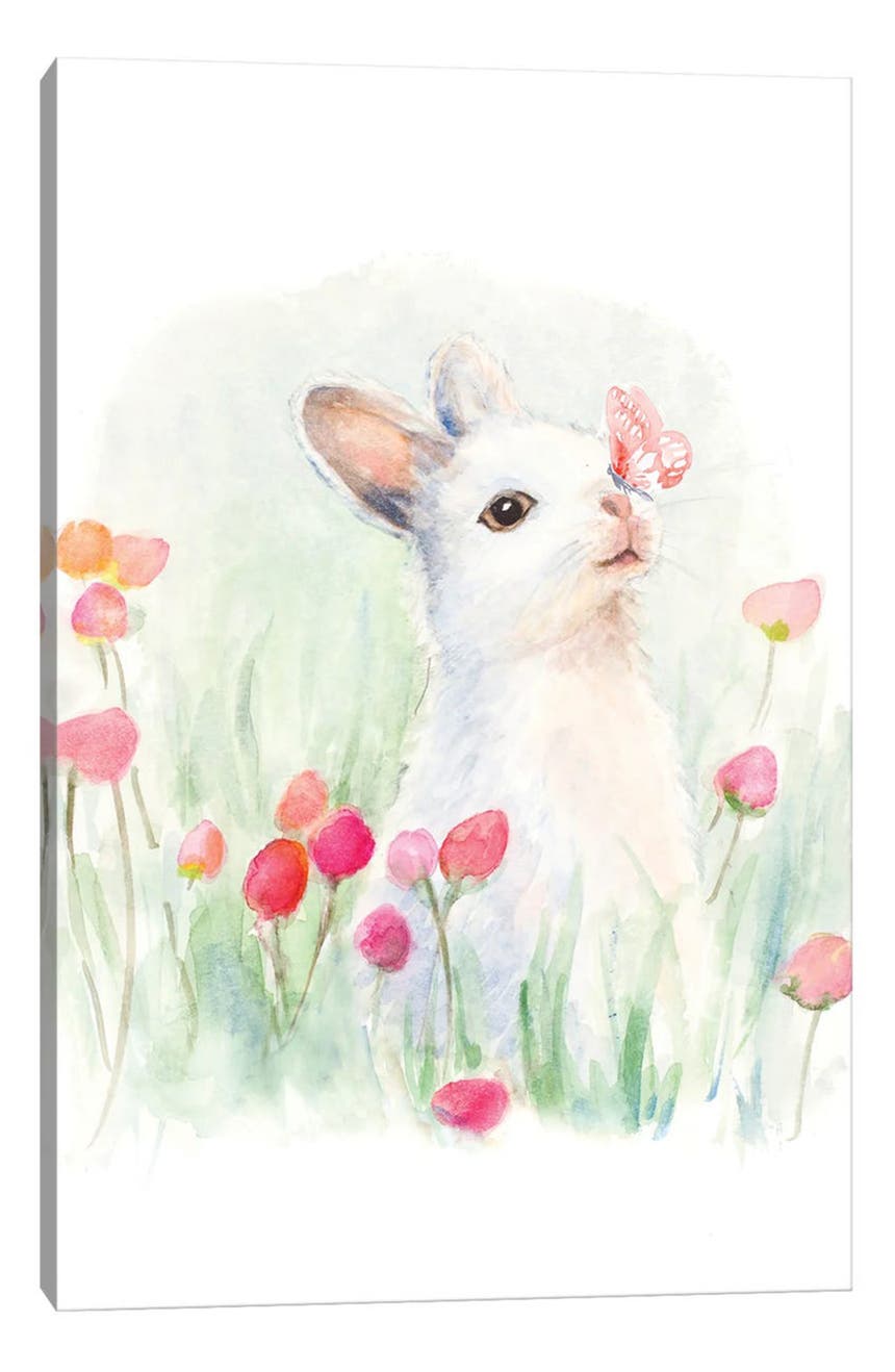 Картина на холсте «Белый кролик и бабочка» Лэни Лорет — 18 x 12 дюймов ICanvas