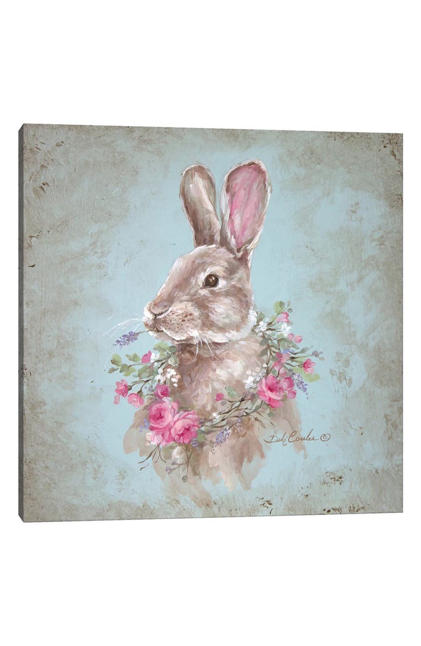 Кролик с венком, картина Деби Коулс на холсте, 26 x 26 дюймов ICanvas