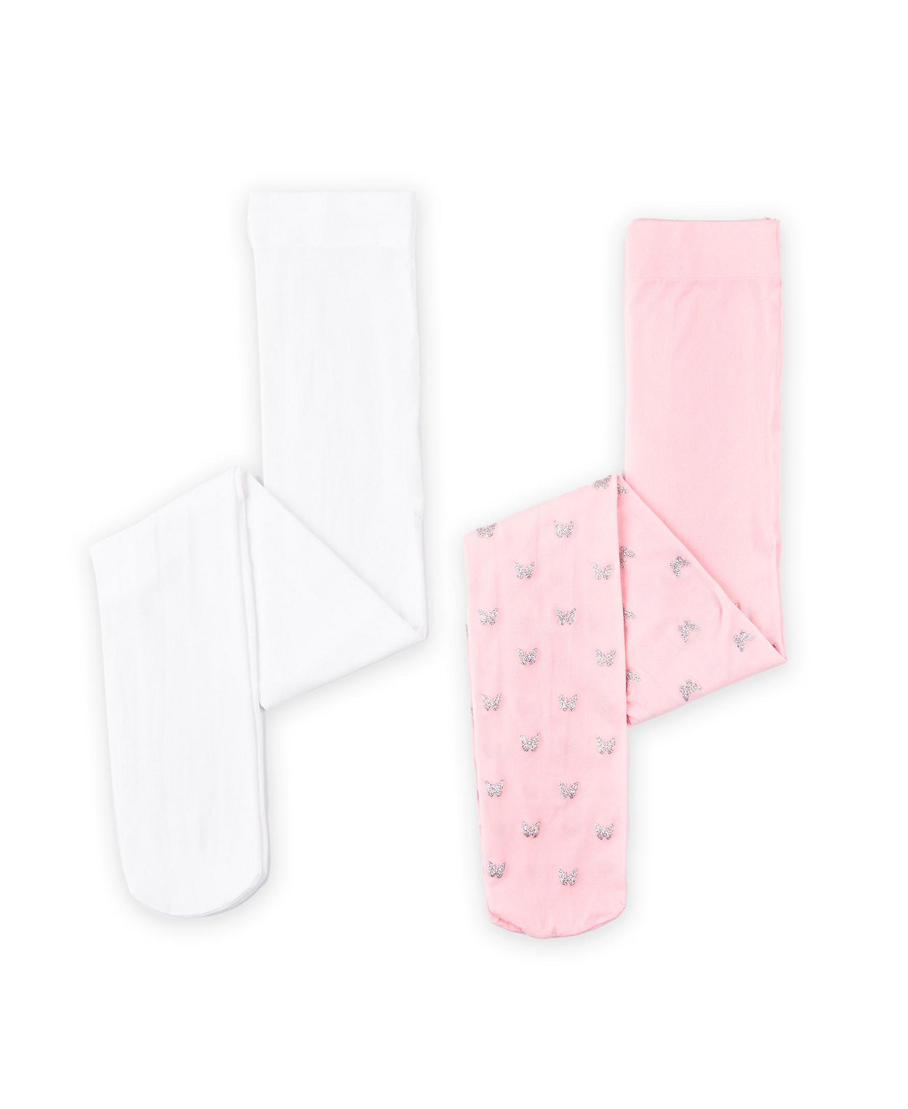 Комплект носков с блестящими бабочками и однотонными непрозрачными колготками для девочек для малышей, упаковка из 2 шт. Trimfit