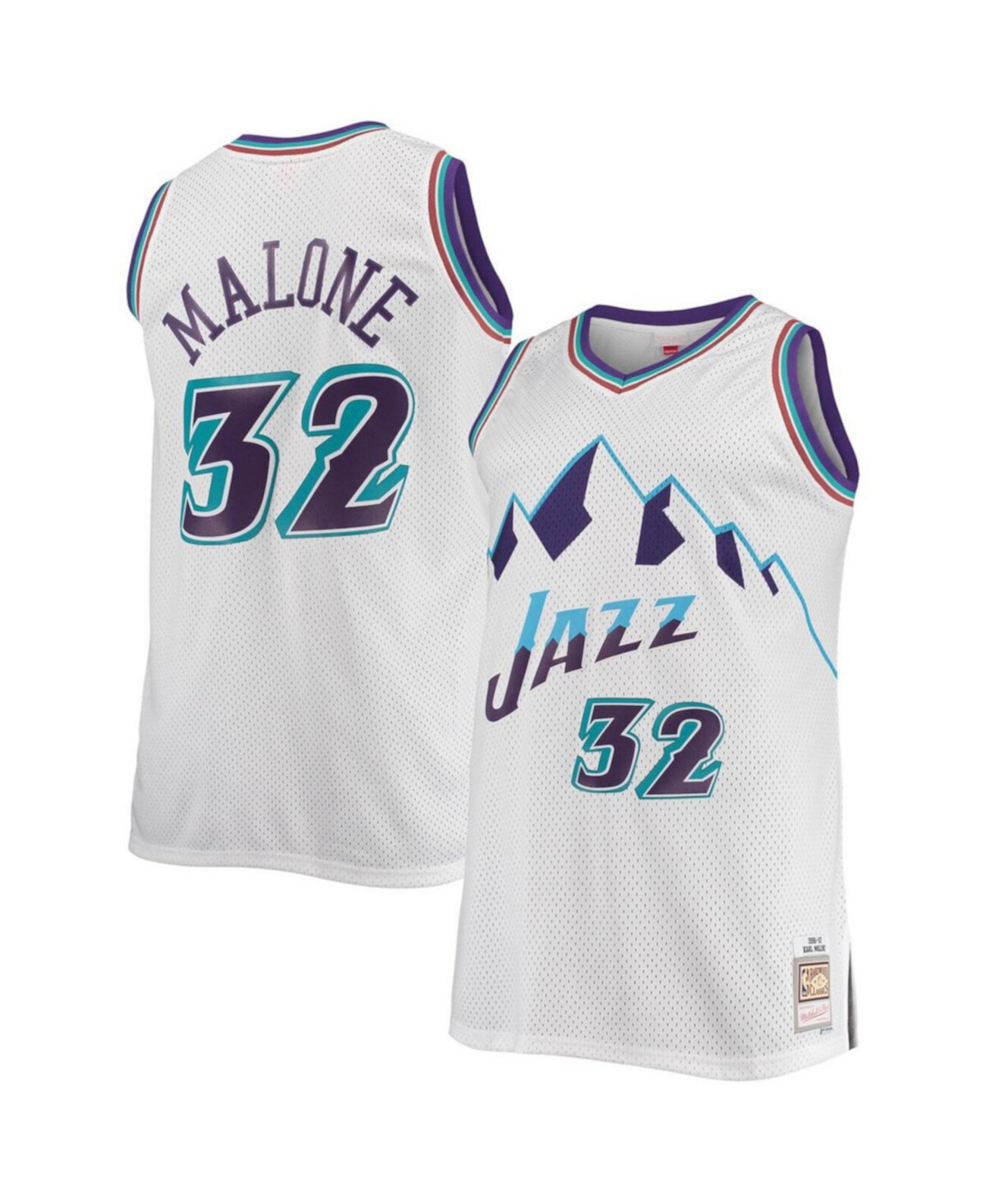 Мужской джерси Karl Malone Utah Jazz White Hardwood Classics, свободного размера Mitchell & Ness