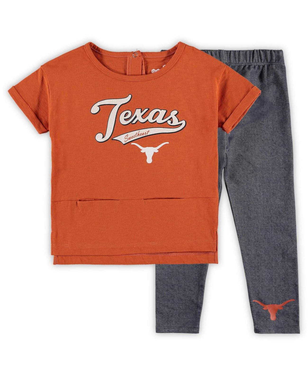 Детский Комплект Одежды Genuine Stuff Texas Longhorns Stadium Футболка и Леггинсы Для Девочек Genuine Stuff