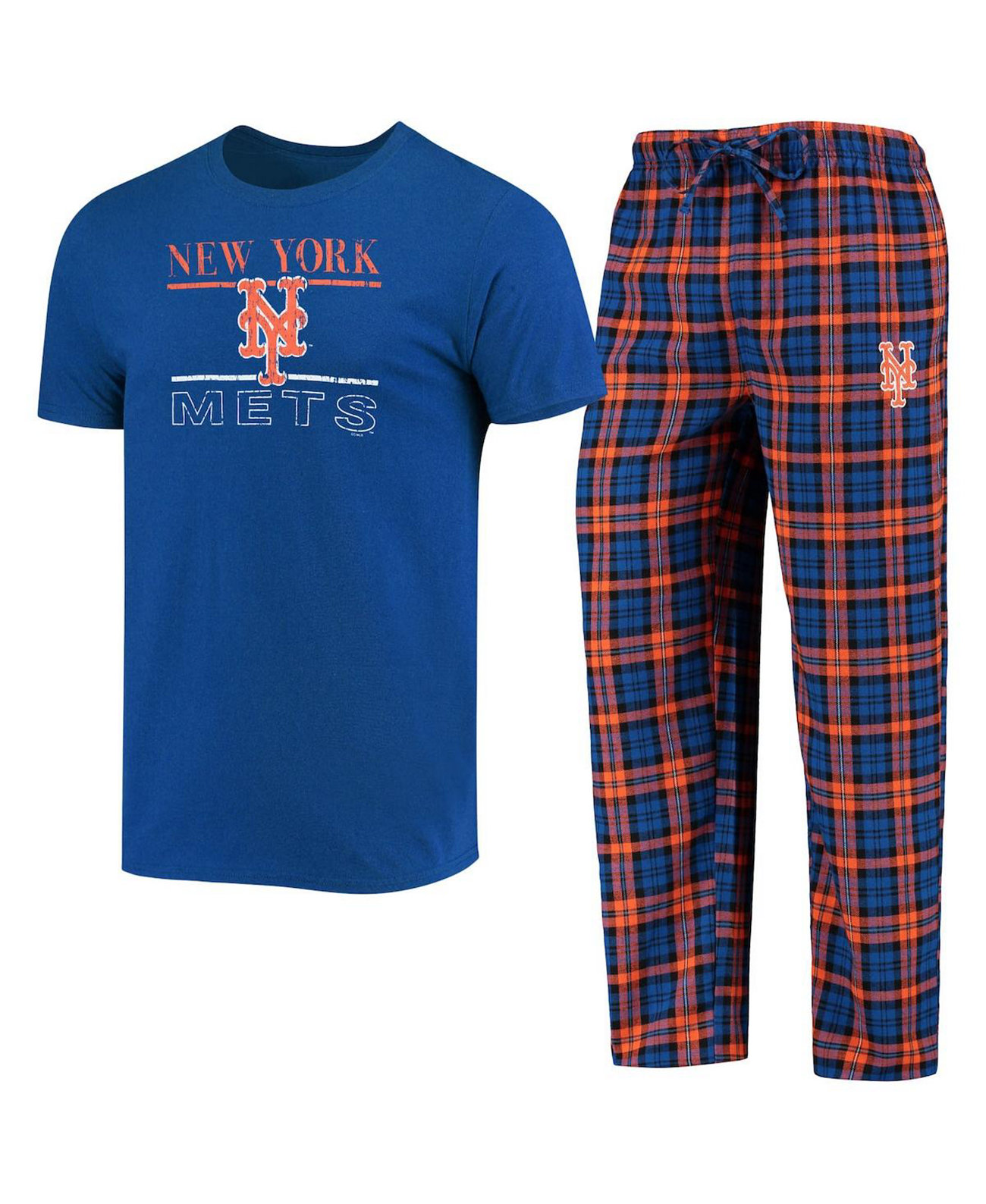 Мужской королевский, оранжевый комплект из футболки и брюк New York Mets Lodge для сна Concepts Sport