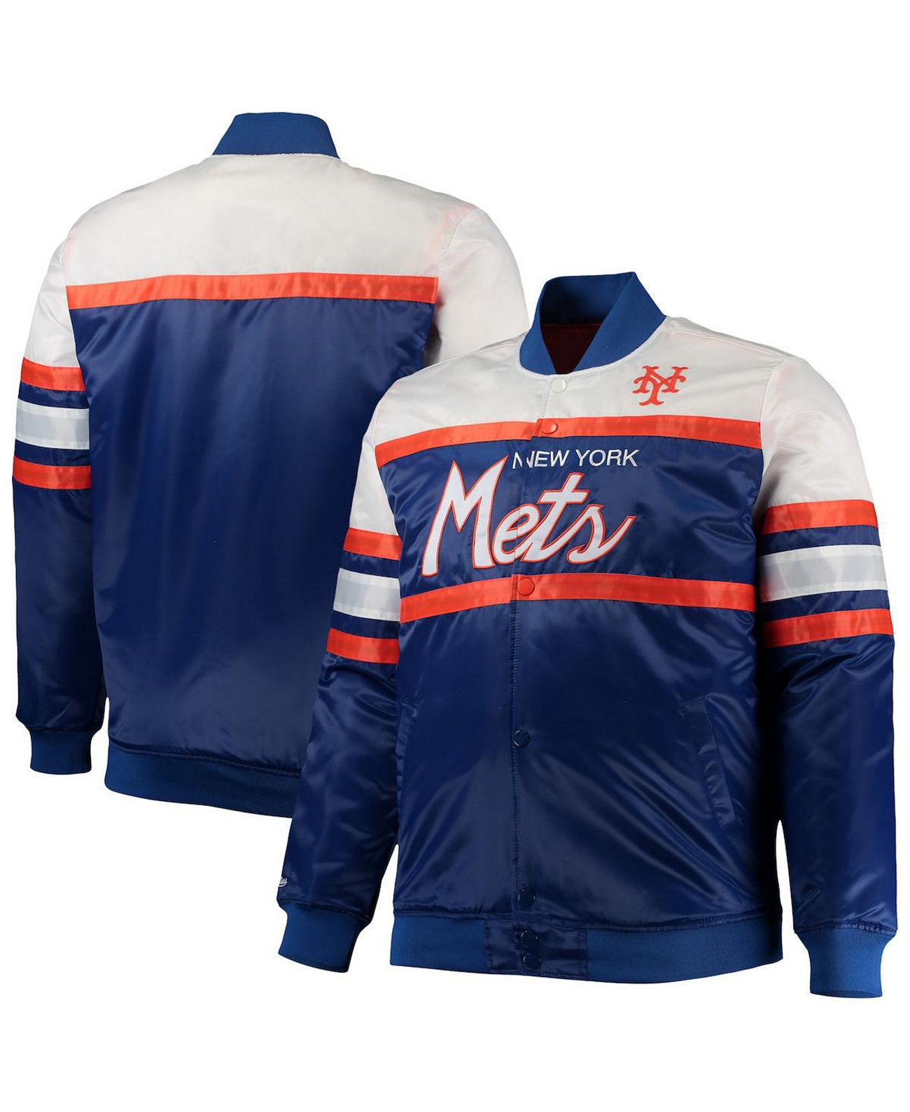 Мужская Куртка Mitchell & Ness New York Mets Big and Tall Coaches Satin Full-Snap Mitchell & Ness