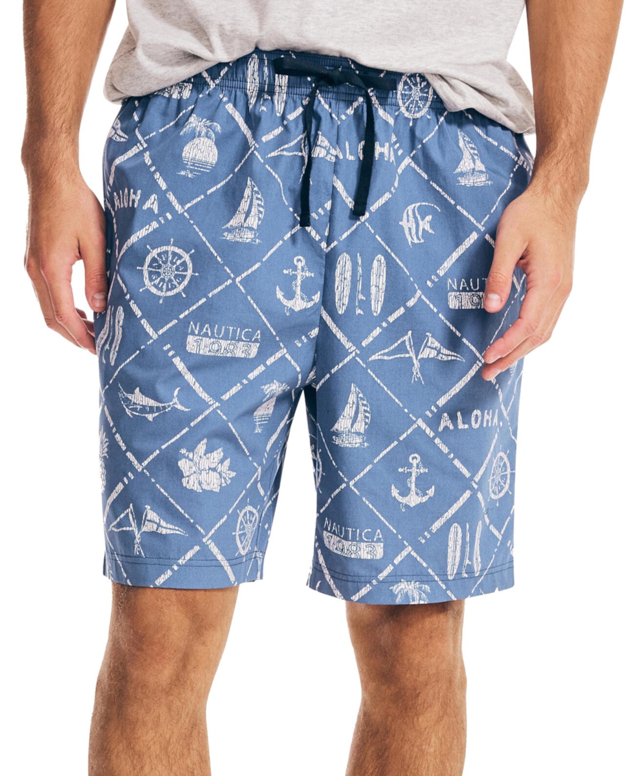 Мужские хлопковые шорты для сна Aloha Classic-Fit с морским принтом Nautica