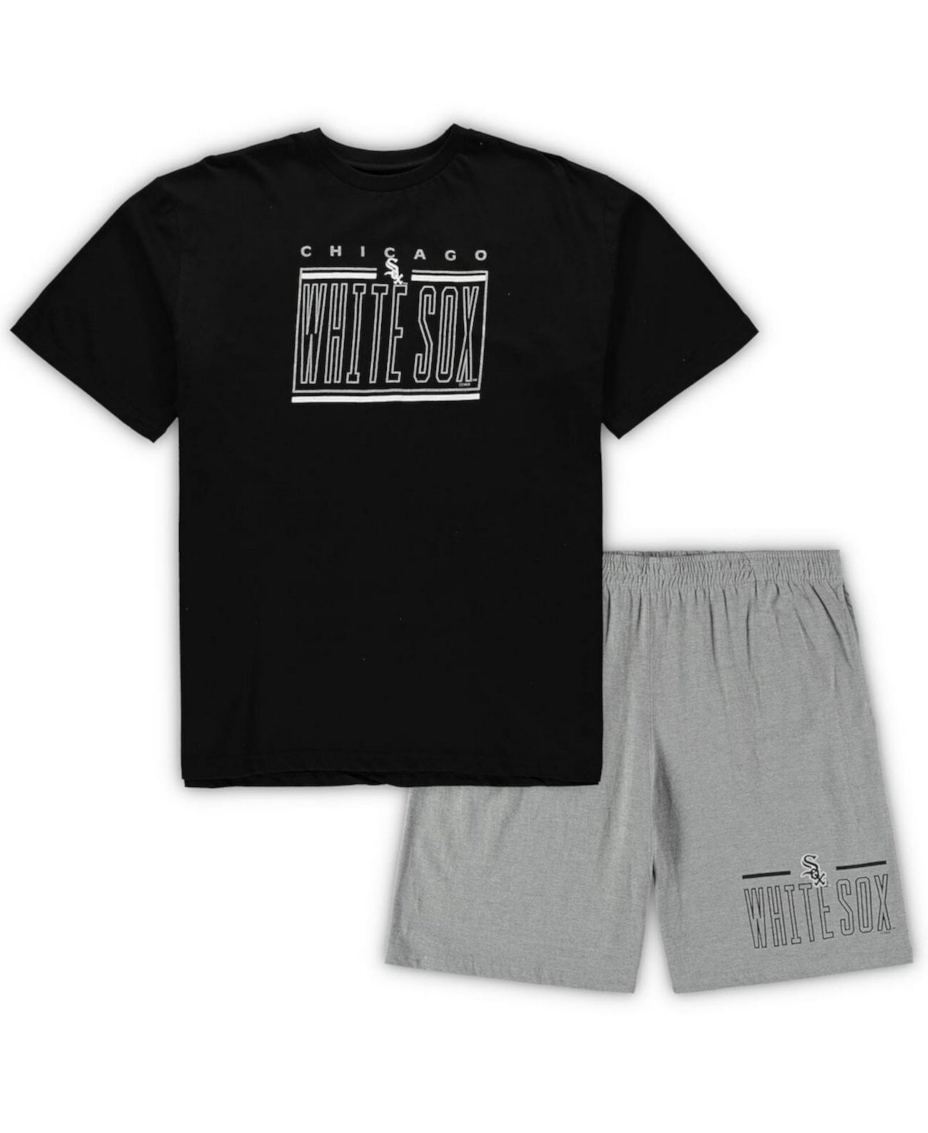 Мужская черная, меланжево-серая футболка Chicago White Sox Big and Tall и шорты для сна Concepts Sport
