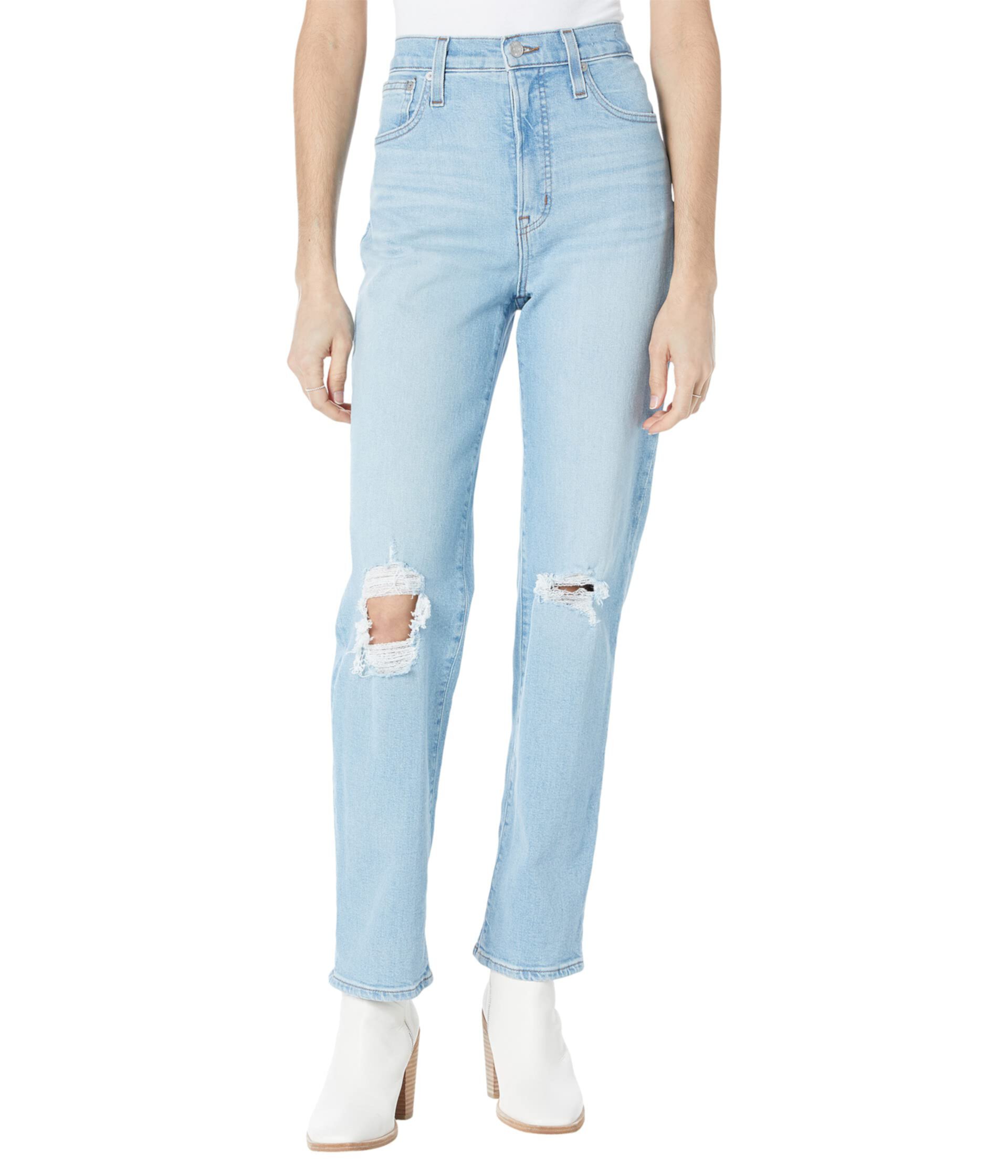 The Perfect Vintage Straight Jean in Danby Wash: Knee-Rip Edition Madewell