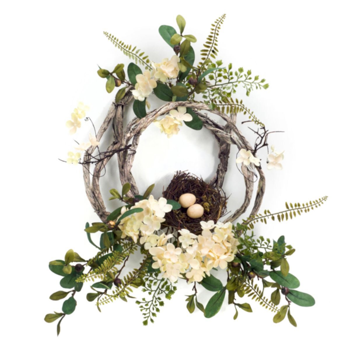 Melrose Artificial Hydrangea & Bird Nest Wreath 2-piece Set Melrose