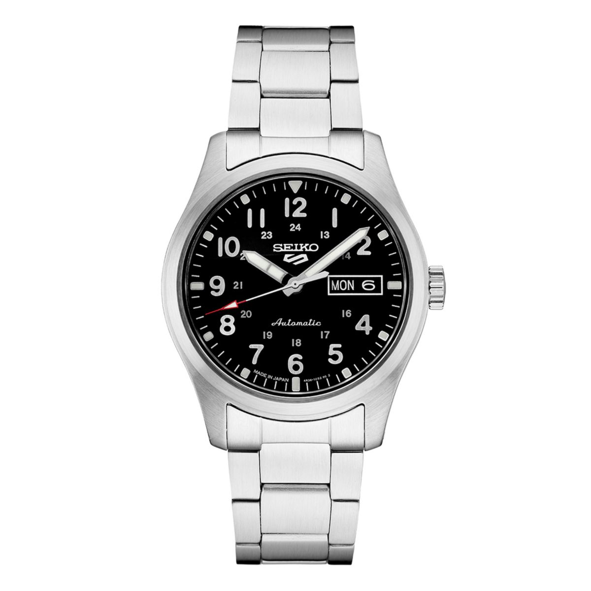 Мужские часы Seiko 5 Sports из нержавеющей стали с черным циферблатом - SRPG27 Seiko