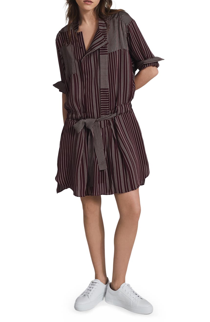 Платье-рубашка с длинными рукавами и поясом Albi с заниженной талией REISS