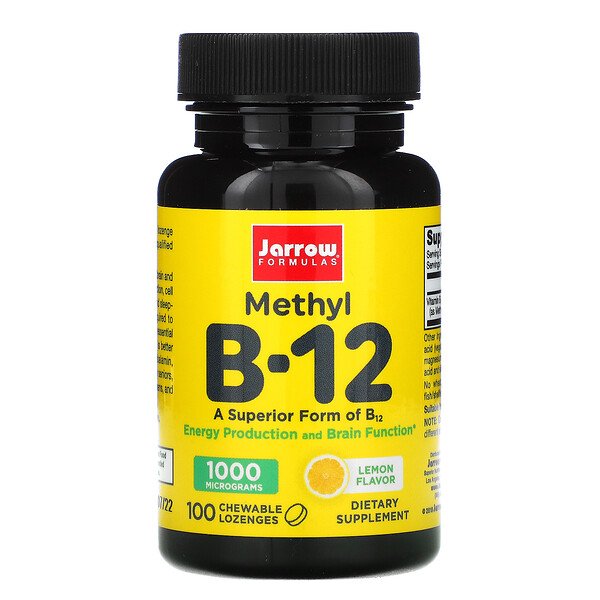 Methyl B-12, лимон, 1000 мкг, 100 жевательных пастилок Jarrow Formulas