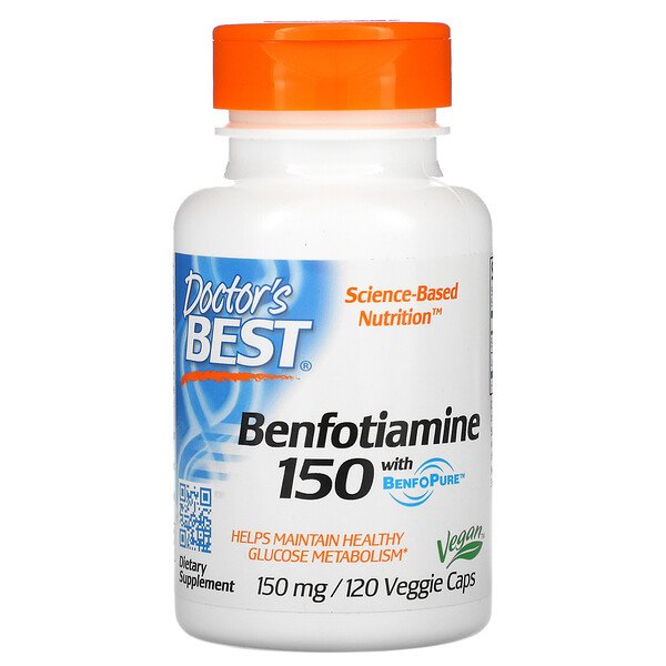 Бенфотиамин 150 с BenfoPure, 150 мг, 120 растительных капсул Doctor's Best