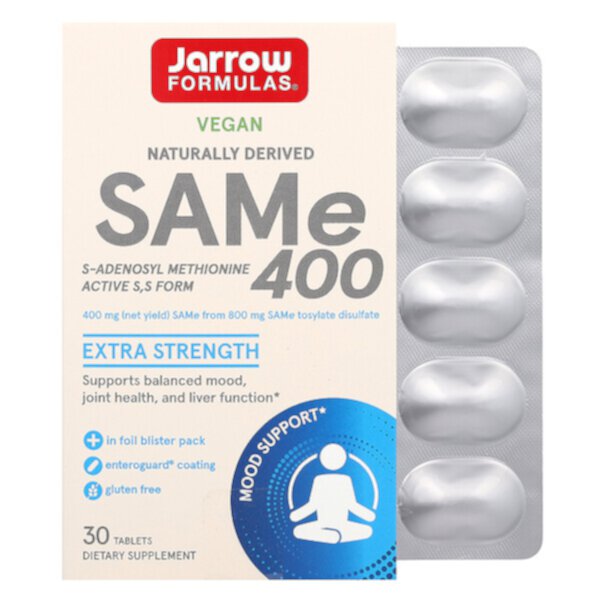 SAMe 400, Экстра Сила, 400 мг, 30 таблеток - Jarrow Formulas Jarrow Formulas
