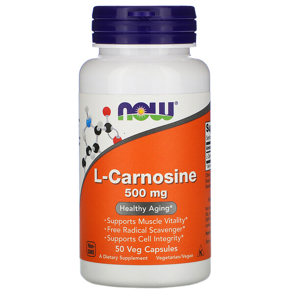 L-карнозин, 500 мг, 50 растительных капсул NOW Foods
