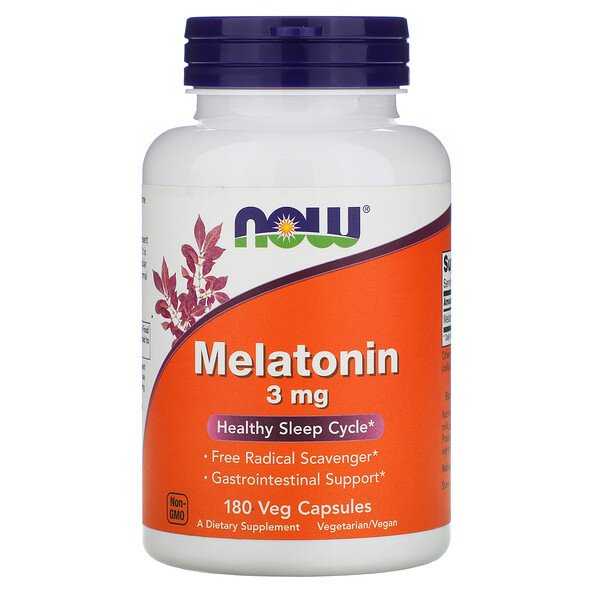 Мелатонин, 3 мг, 180 растительных капсул NOW Foods