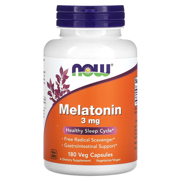 Мелатонин, 3 мг, 180 растительных капсул NOW Foods