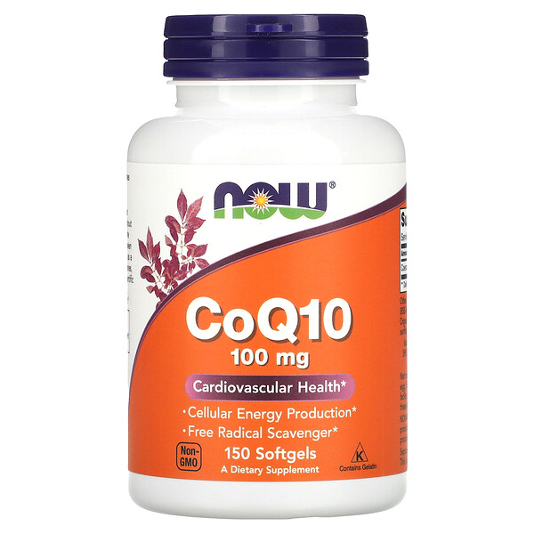 CoQ10, 100 мг, 50 мягких таблеток NOW Foods