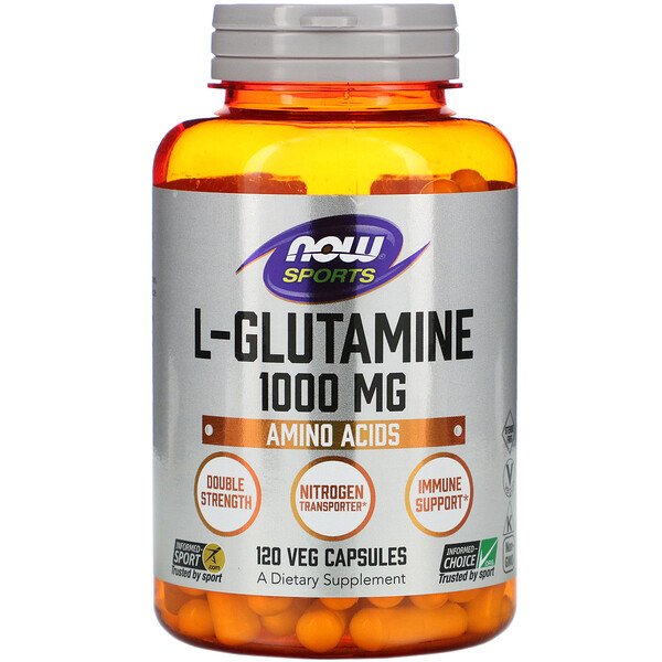 L-глютамин, двойная сила, 1000 мг, 120 растительных капсул NOW Foods