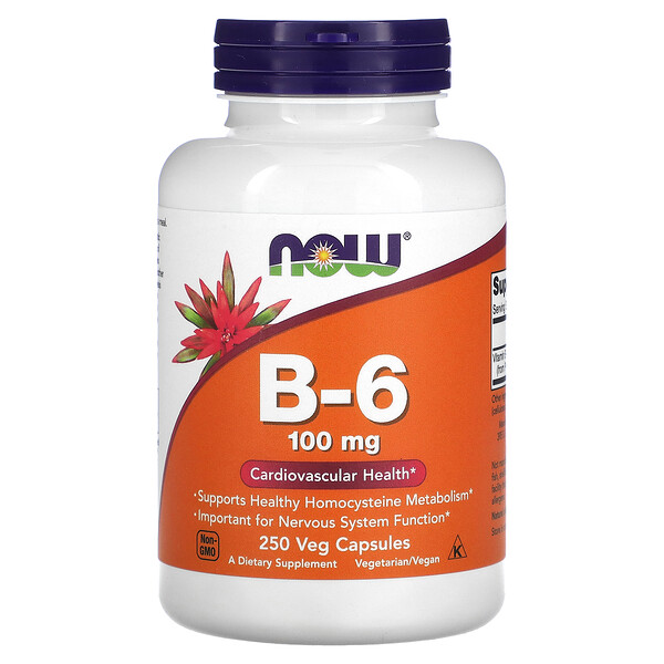 B-6 - 100 мг - 250 вегетарианских капсул - NOW Foods NOW Foods