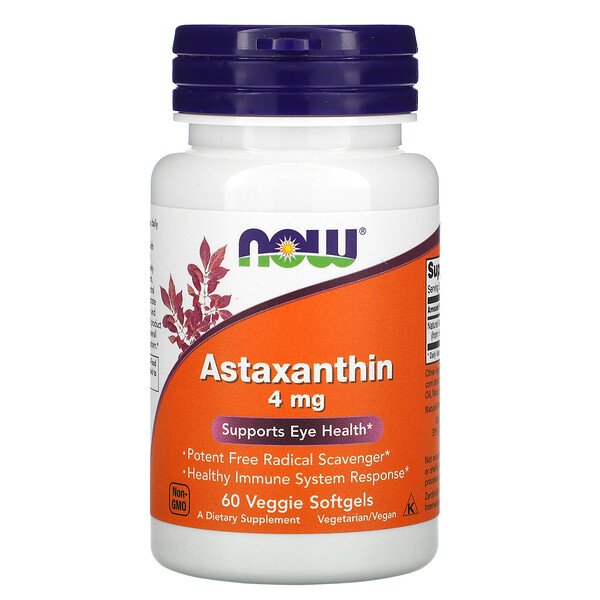Астаксантин - 4 мг - 60 растительных мягких капсул - NOW Foods NOW Foods