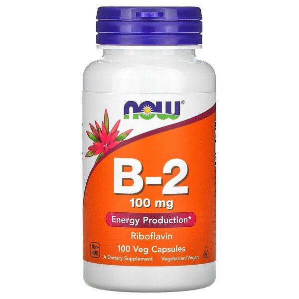B-2, 100 мг, 100 растительных капсул - NOW Foods NOW Foods