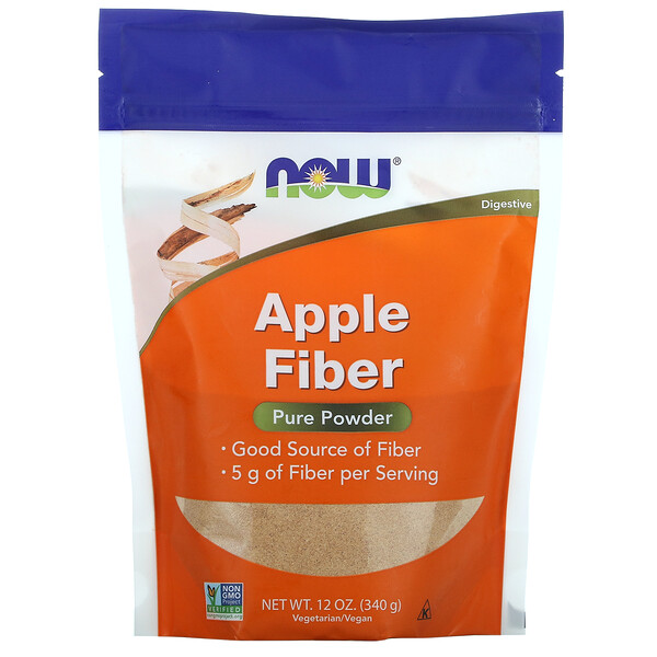 Apple Fiber, чистый порошок, 12 унций (340 г) NOW Foods