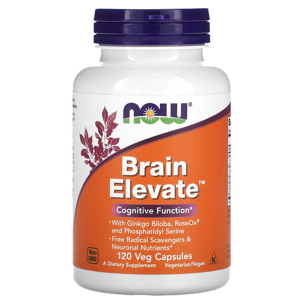 Brain Elevate, Улучшение работы мозга - 120 растительных капсул - NOW Foods NOW Foods