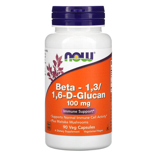 Beta-1,3/1,6-D-Глюкан - 100 мг - 90 растительных капсул - NOW Foods NOW Foods