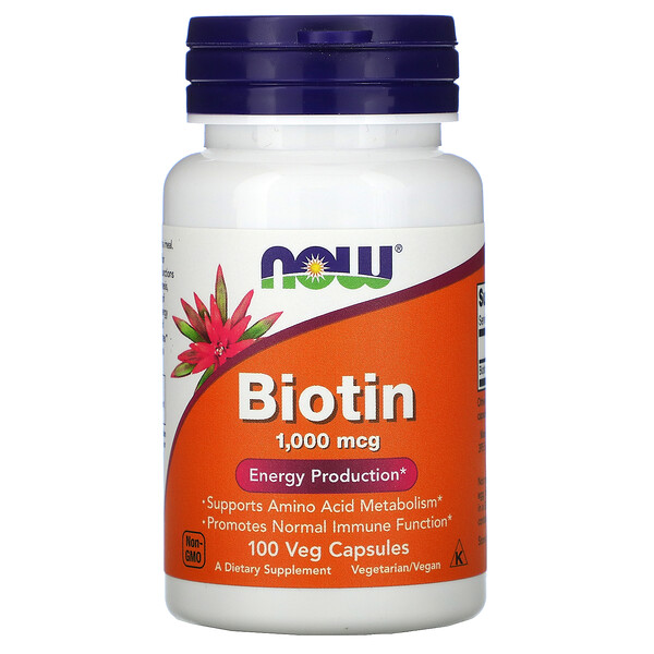 Биотин - 1000 мкг - 100 растительных капсул - NOW Foods NOW Foods