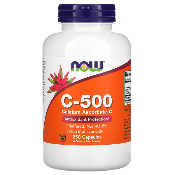 C-500, Аскорбат кальция-C, 250 капсул NOW Foods