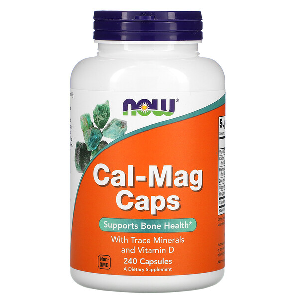 Cal-Mag Caps with Trace Minerals and Vitamin D, 240 Capsules (Капсулы) NOW Foods