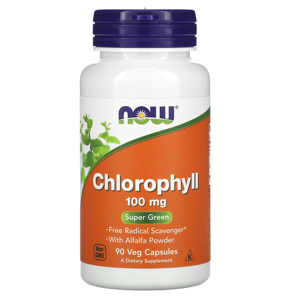 Хлорофилл, 100 мг, 90 растительных капсул NOW Foods