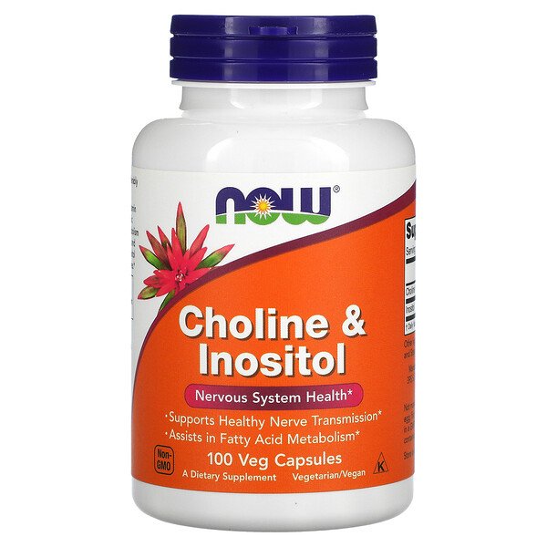 Холин и инозитол, 100 растительных капсул NOW Foods