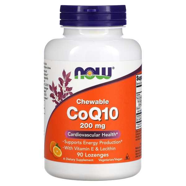 Жевательный CoQ10, 200 мг, 90 леденцов - NOW Foods NOW Foods