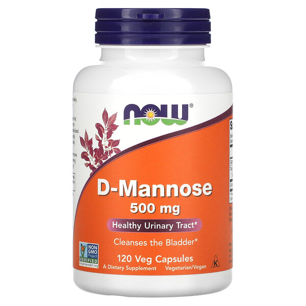 D-манноза, 500 мг, 120 растительных капсул NOW Foods