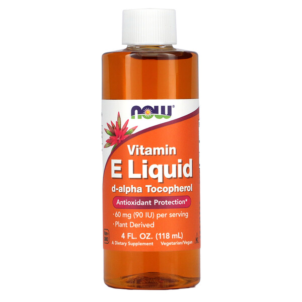 Жидкий витамин Е, D-альфа-токоферол, 4 жидких унции (118 мл) NOW Foods