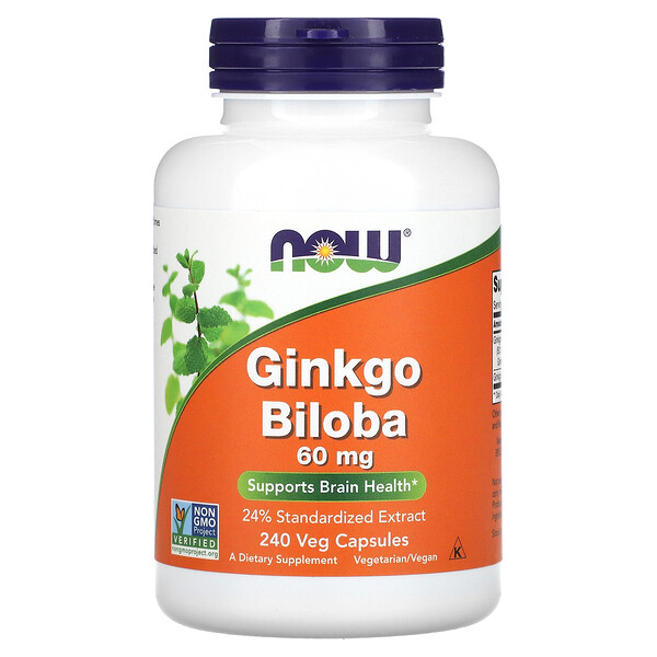 Гинкго Билоба - 60мг - 240 растительных капсул - NOW Foods NOW Foods