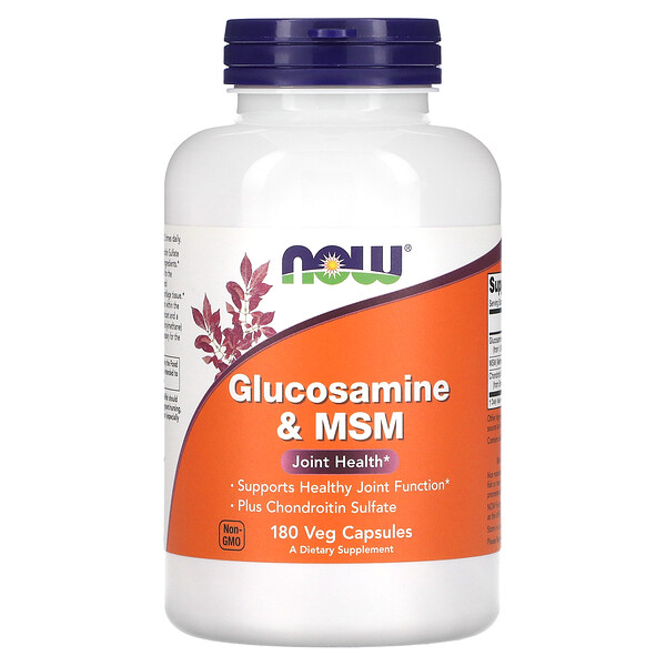 Глюкозамин & MSM с Хондроитином - 180 растительных капсул - NOW Foods NOW Foods